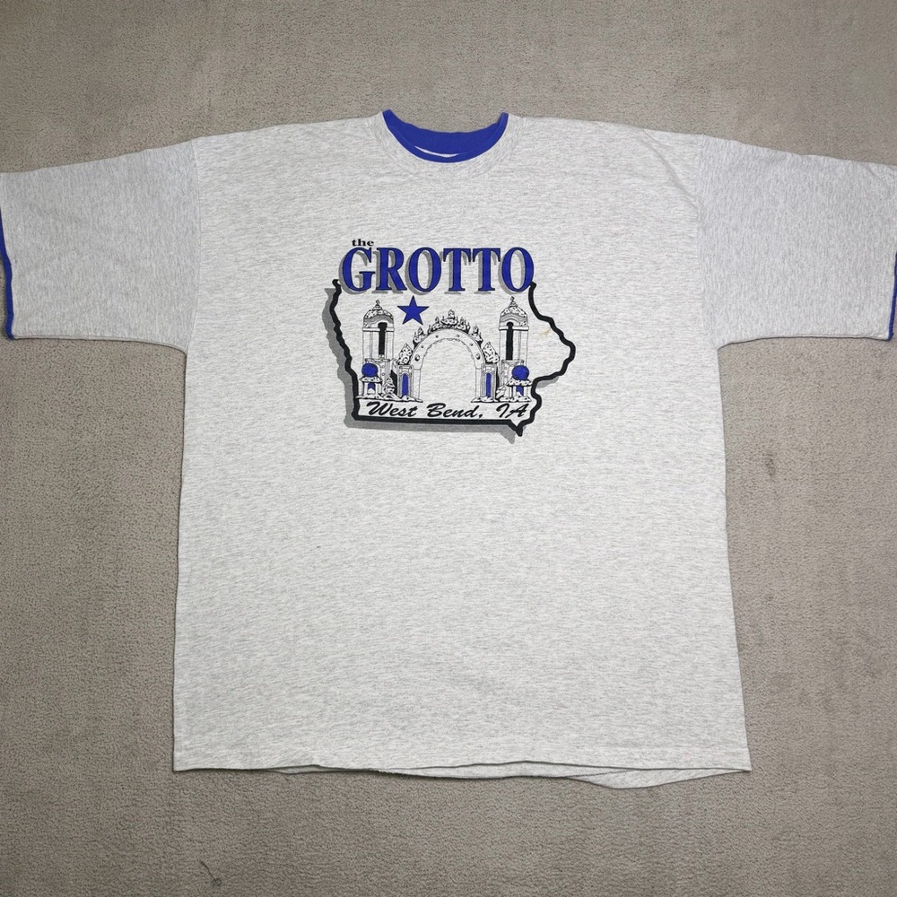 Vintage 90s Grotto West Bend IA T Shirt Men’s XXL Boxy Fit Heavy Cotton USA Made